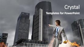  Presentation with atomic bomb - PPT layouts consisting of businessman throwing petrol bomb mixed background and a gray colored foreground