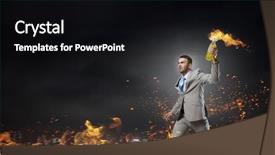  Presentation with media - Presentation theme with businessman throwing petrol bomb mixed background and a black colored foreground