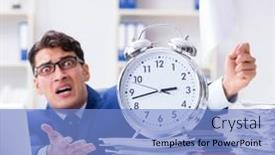  Presentation with giving - PPT theme consisting of businessman-throwing-white-flag background and a light blue colored foreground