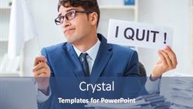  Presentation with giving - Beautiful presentation design featuring businessman-throwing-white-flag backdrop and a ocean colored foreground