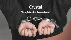  Presentation with rear view mirror - Theme consisting of businessman tied up with handcuffs background and a dark gray colored foreground