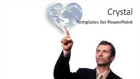  Presentation with earth - Colorful theme enhanced with businessman touch earth heart button backdrop and a  colored foreground
