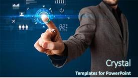  Presentation with web technology - Audience pleasing presentation consisting of businessman touching future web technology backdrop and a navy blue colored foreground