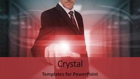  Presentation with data center - Colorful presentation theme enhanced with businessman touching futuristic red light backdrop and a red colored foreground