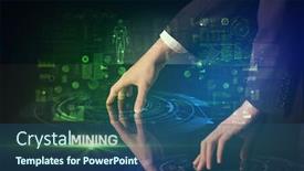  Presentation with mining - Cool new slide set with businessman-touching-huge-display backdrop and a ocean colored foreground