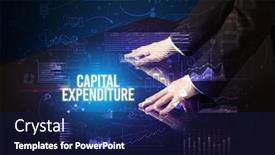  Presentation with concept - Slide set with businessman-touching-huge-screen-concept background and a  colored foreground