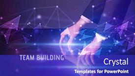  Presentation with concept - Presentation theme having businessman-touching-huge-screen-concept background and a royal blue colored foreground