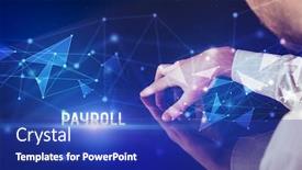  Presentation with payroll - Amazing presentation theme having businessman-touching-huge-screen backdrop and a royal blue colored foreground