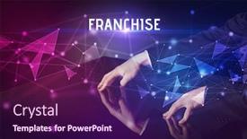  Presentation with franchise - Presentation design with businessman-touching-huge-screen background and a wine colored foreground