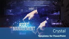  Presentation with asset management - Slide set having businessman-touching-huge-screen background and a ocean colored foreground