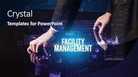  Presentation with facility management - Amazing presentation design having businessman-touching-huge-screen backdrop and a navy blue colored foreground