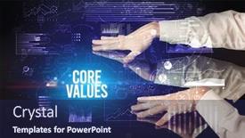  Presentation with cyber - Slide deck having businessman-touching-huge-screen background and a navy blue colored foreground