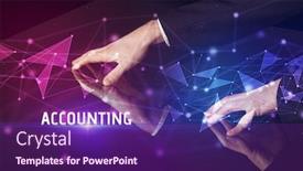  Presentation with accounting - Slides with businessman-touching-huge-screen background and a violet colored foreground