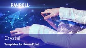  Presentation with payroll - PPT theme enhanced with businessman-touching-huge-screen background and a navy blue colored foreground