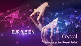  Presentation with business vision - Presentation design enhanced with businessman-touching-huge-screen background and a violet colored foreground