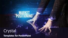  Presentation with positioning - Presentation design featuring businessman-touching-huge-screen background and a wine colored foreground