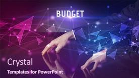  Presentation with budget - Colorful slides enhanced with businessman-touching-huge-screen backdrop and a violet colored foreground