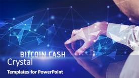  Presentation with cash - Presentation design enhanced with businessman-touching-huge-screen background and a royal blue colored foreground