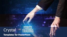  Presentation with forex - Slide deck consisting of businessman-touching-huge-screen background and a ocean colored foreground