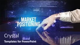  Presentation with positioning - Slide deck enhanced with businessman-touching-huge-screen background and a navy blue colored foreground