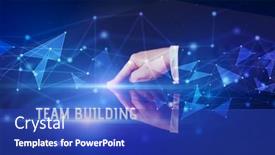  Presentation with team building - Amazing PPT layouts having businessman-touching-huge-screen backdrop and a royal blue colored foreground