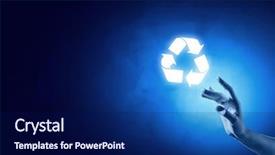 Presentation with recycle - Audience pleasing presentation design consisting of businessman touching media recycle icon backdrop and a navy blue colored foreground
