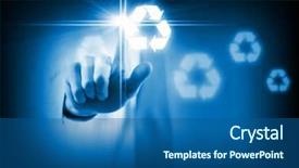  Presentation with recycle - Amazing presentation theme having businessman touching media recycle backdrop and a ocean colored foreground