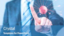  Presentation with nerve - Colorful PPT layouts enhanced with businessman touching nerve cell backdrop and a teal colored foreground