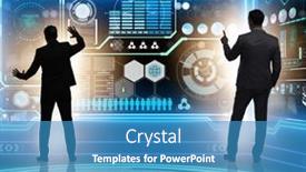  Presentation with stock trading - PPT layouts with businessman-trading-in-world-stock background and a teal colored foreground