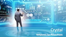  Presentation with stock trading - Presentation theme enhanced with businessman trading in world stock market background and a teal colored foreground