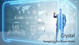  Presentation with stock trading - Presentation theme with businessman trading in world stock market background and a light blue colored foreground