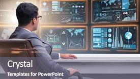  Presentation with trading - Slide set having businessman trading on world markets background and a gray colored foreground