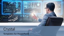  Presentation with trading - Amazing PPT layouts having businessman trading on world markets backdrop and a teal colored foreground