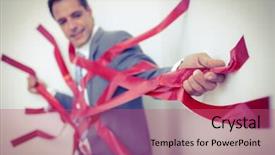  Presentation with tape - Slide set enhanced with businessman trapped by red tape background and a coral colored foreground