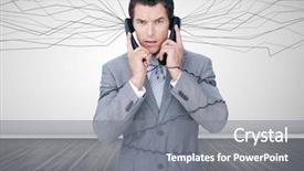  Presentation with cables wires electric wireing - PPT theme enhanced with businessman trapped by telephone wires background and a gray colored foreground