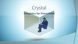  Presentation with cube - PPT theme enhanced with businessman-trapped-in-transparent-glass background and a sky blue colored foreground