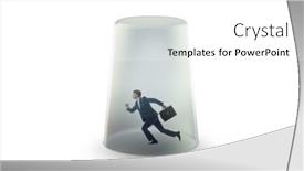  Presentation with glass - Presentation theme consisting of businessman-trapped-in-transparent-glass background and a white colored foreground