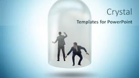  Presentation with glass - Slide deck having businessman-trapped-in-transparent-glass background and a sky blue colored foreground