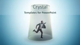  Presentation with glass - Slides enhanced with businessman-trapped-in-transparent-glass background and a sky blue colored foreground