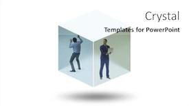  Presentation with cube - PPT theme featuring businessman-trapped-in-transparent-glass background and a white colored foreground