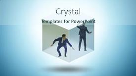  Presentation with cube - Presentation design with businessman-trapped-in-transparent-glass background and a sky blue colored foreground