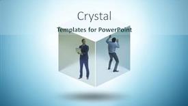  Presentation with cube - PPT theme consisting of businessman-trapped-in-transparent-glass background and a sky blue colored foreground