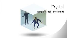  Presentation with cube - Presentation theme having businessman-trapped-in-transparent-glass background and a white colored foreground