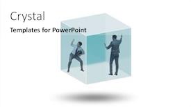  Presentation with cube - Presentation theme with businessman-trapped-in-transparent-glass background and a white colored foreground