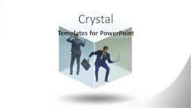  Presentation with cube - PPT theme enhanced with businessman-trapped-in-transparent-glass background and a white colored foreground