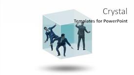  Presentation with cube - Theme having businessman-trapped-in-transparent-glass background and a white colored foreground