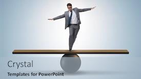  Presentation with seesaw - Slides enhanced with businessman-trying-to-balance background and a light blue colored foreground