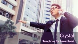  Presentation with taxi - Audience pleasing slide set consisting of businessman trying to catch backdrop and a wine colored foreground