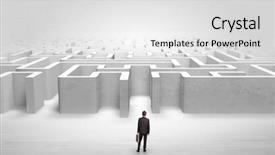  Presentation with maze - Slide deck with businessman trying to decide which background and a  colored foreground