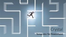  Presentation with maze - Amazing PPT theme having businessman trying to escape from maze labyrinth backdrop and a light blue colored foreground